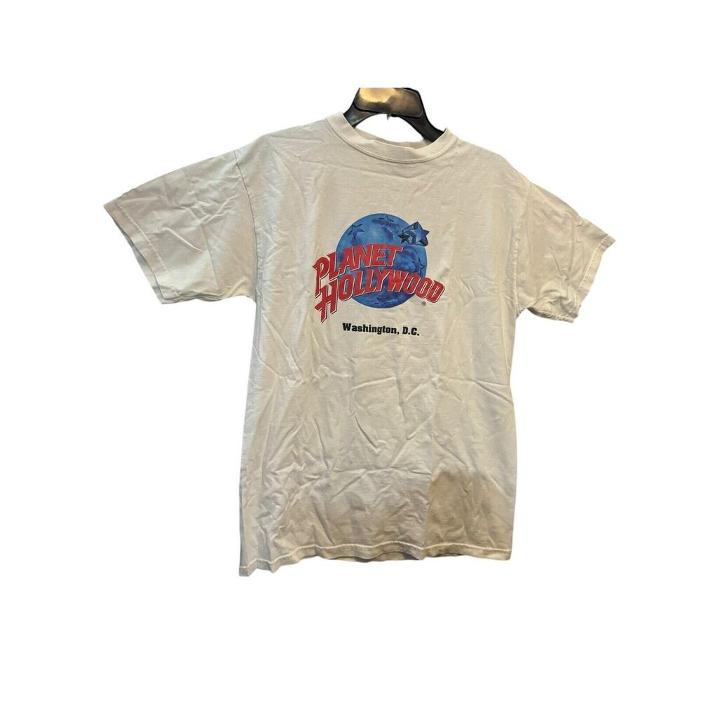 Vintage 1991 Planet Hollywood Washington DC Mens Graphic T Shirt Medium White